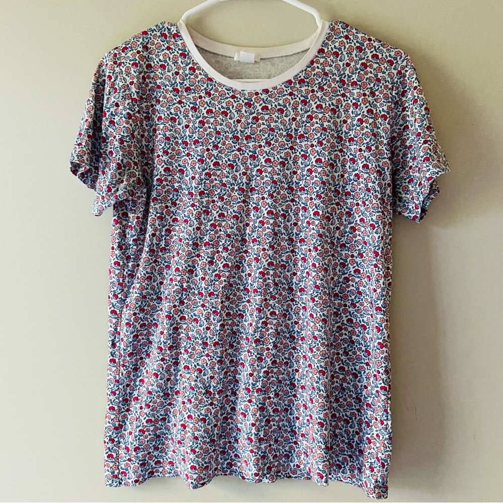 LAKE Women’s Medium 100% Pima Cotton Floral Pajama Top Short Sleeve Super Soft